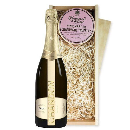 Chandon Brut Sparkling Wine 75cl And Pink Marc de Charbonnel Chocolates Box